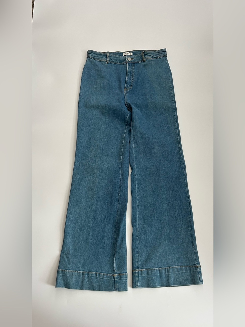 Avec Les Filles Wide Leg High Waist Clean Front Deep Stitch Trouser Jeans
Retro